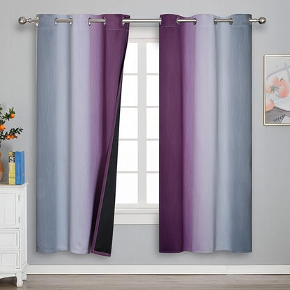 Estelar Textiler Ombre Purple and Grey Blackout Curtains 72 Inches Long - Image 2