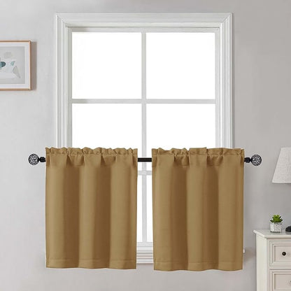 Gwine 24 Inch Length Kitchen Curtains Sets, Light Filtering Half Window Short by Gwine