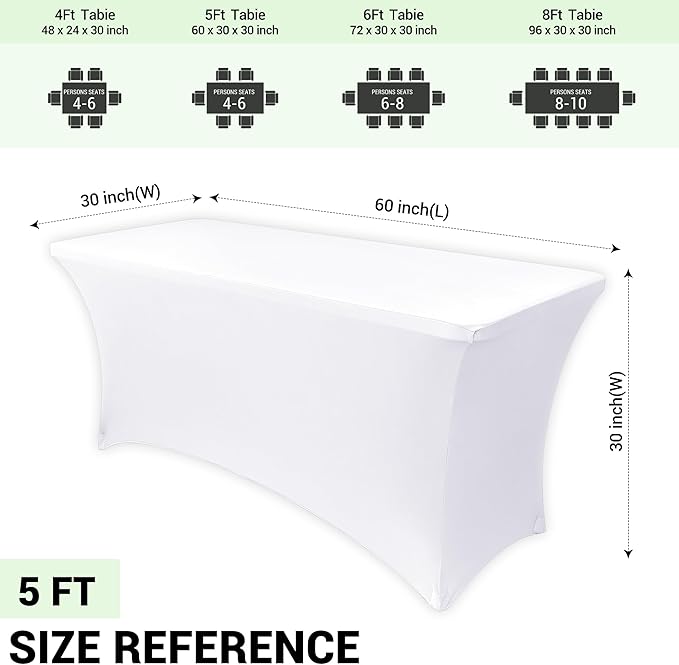 Obstal Spandex Table Cover 5ft Fitted Tablecloth Rectangular - Image 4