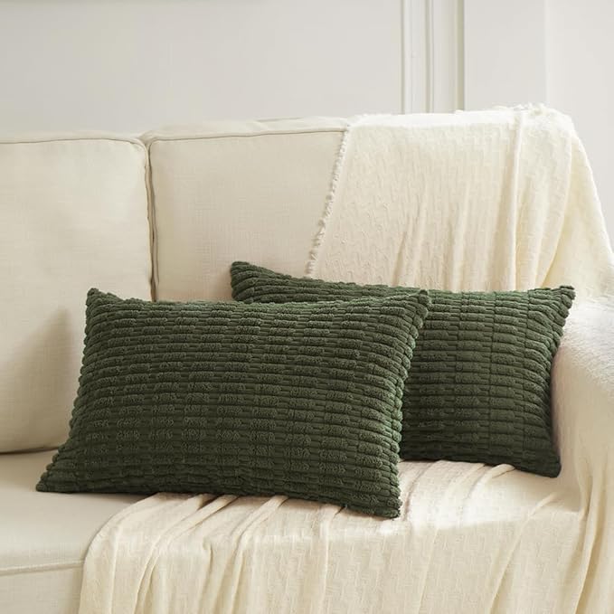 Fancy Homi 4 Packs Boho Olive Green Decorative Throw Pillow Covers 16x24 Inch - Image 5