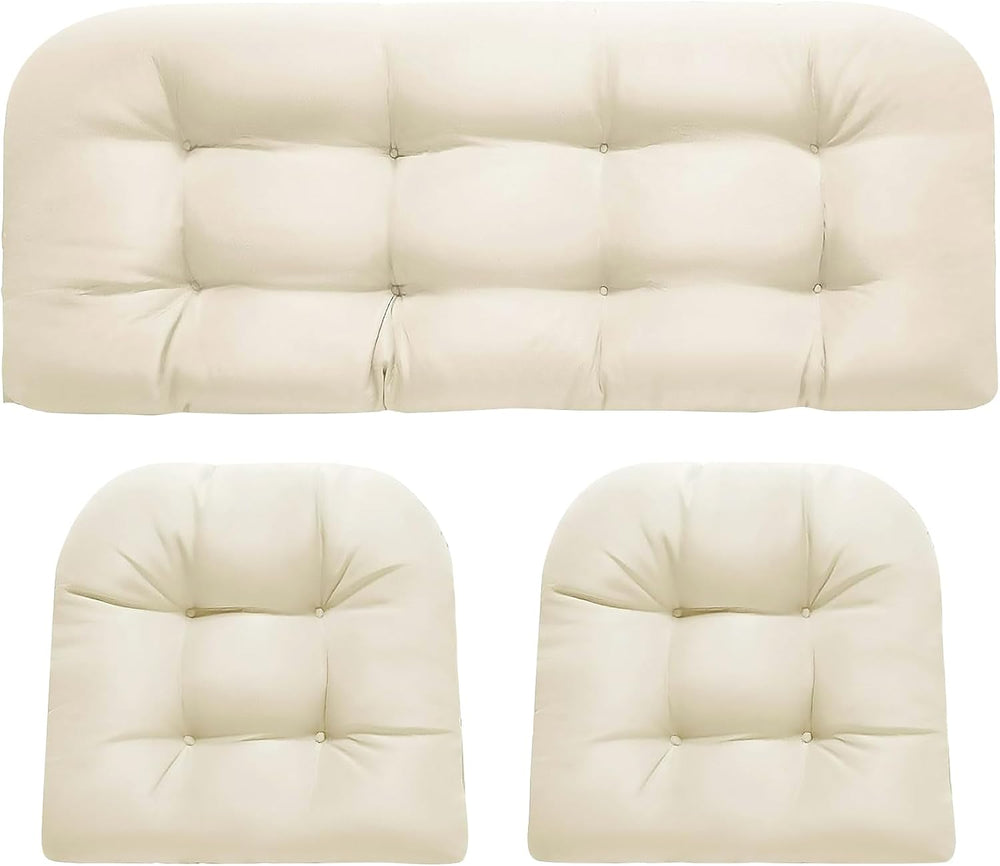 Wicker Chair Cushions 3 Piece Set, Outdoor Loveseat Wicker Cushions for Patio...