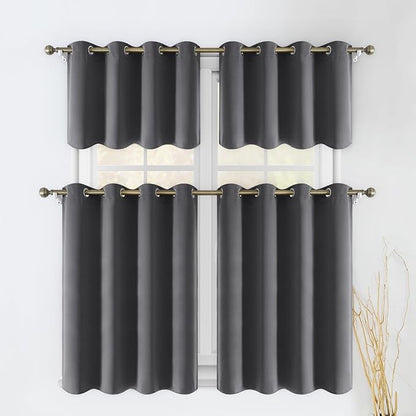 HOMEIDEAS 2 Panels Blackout Window Valance 24 inch Long Curtains - Image 2