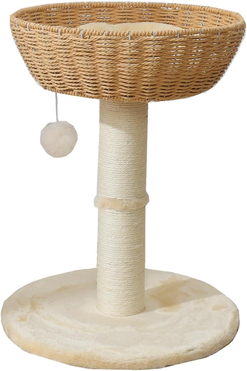shengocase cat tree tower with rattan wicker basket, main product view