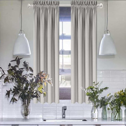 Soft Gray Kitchen Curtains for Windows 2 Panels Set Short Curtains for Bedroom by HighQualityCurtains
