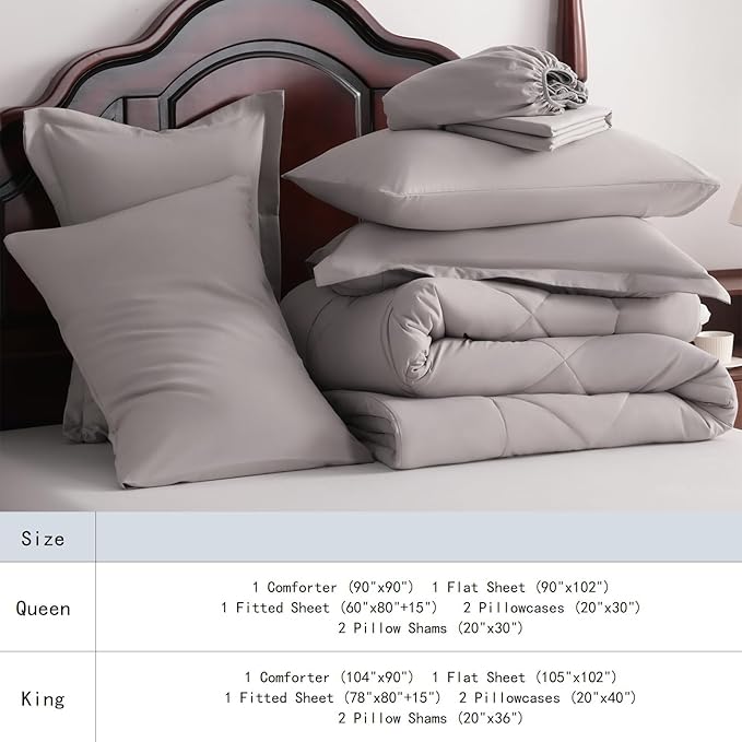 NTBAY King Comforter Set with Sheets, 7 Pieces Soft and Breathable King Bedding - Image 7