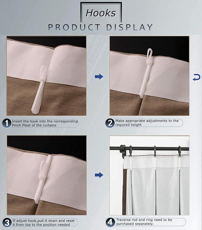 TWOPAGES Beige Pinch Pleated Room Darkening Curtain 63 Inches Long, Solid - Image 7