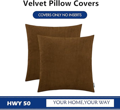HWY 50 Coffee Velvet Throw Pillow Covers 16x16 Inch - Image 6