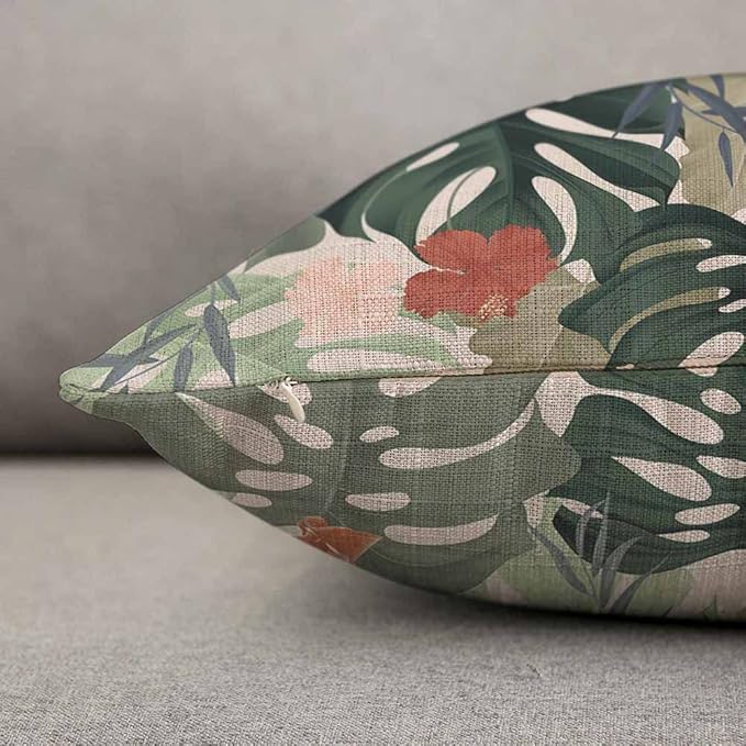TKS MITLAN Hibiscus Flowers Pillow Covers 12 x 20 Inch Tropical Plants - Image 5