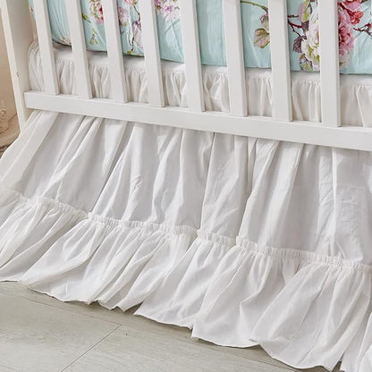 Brandream Crib Bed Skirt for Baby Girls Boys White Boho Bohemian Solid Cotton by Brandream