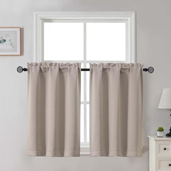 Gwine Stone Blackout Curtains for Small Window Treatment, Light Blocking Short by Gwine