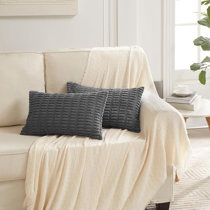 Fancy Homi 4 Packs Dark Grey Decorative Throw Pillow Covers 14x24 Inch - Image 6