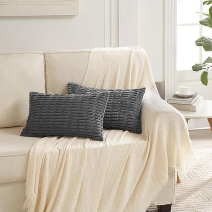 Fancy Homi 4 Packs Dark Grey Decorative Throw Pillow Covers 14x24 Inch - Image 6