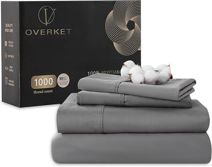 Egyptian Cotton Sheets Full Size 1000 Thread Count Sateen Weave Soft Breathable by overket