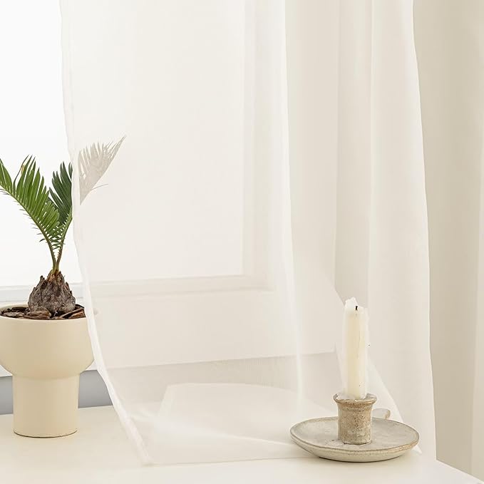 Sheer Curtains 72 Inches Long 2 Panels, Rod Pocket Short Curtain - Image 5