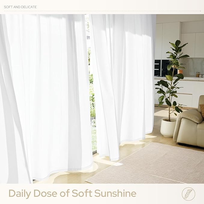 HOMEIDEAS Non-See-Through White Privacy Semi Sheer Curtains 72 Inches Long 2 - Image 6