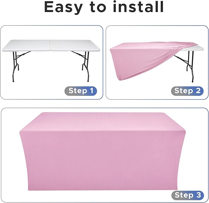 Nasitos Pink Fitted Table Covers Stretch Spandex - Image 4