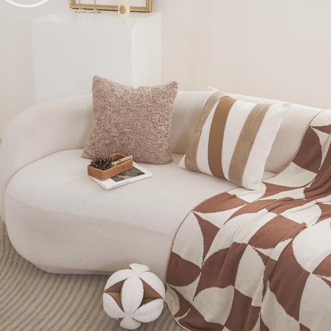 Avigers 18 x 18 Inch Square Brown Faux Fur Decorative Plush Pillow Covers - Image 5