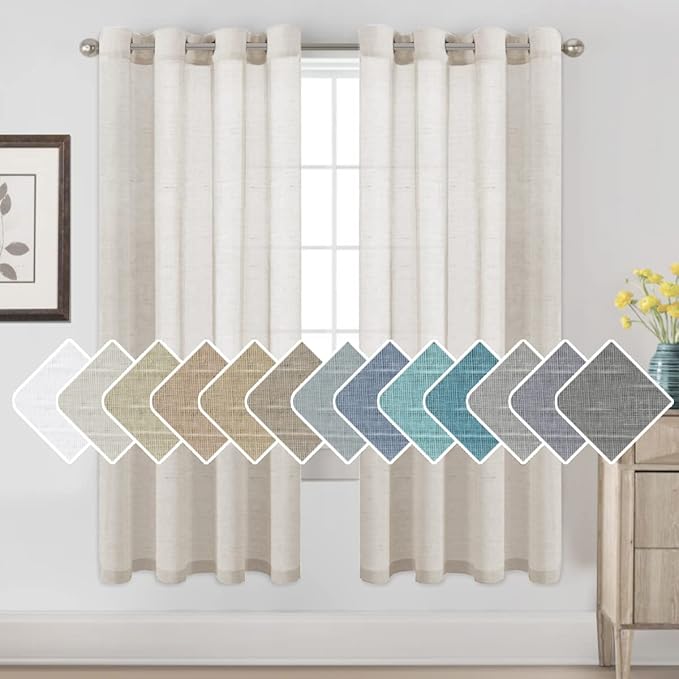H.VERSAILTEX Linen Curtains Flax Linen Blended Curtain Panels by HVERSAILTEX