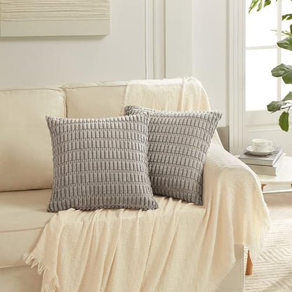 Fancy Homi 4 Packs Grey Decorative Throw Pillow Covers 16x16 Inch - Image 6