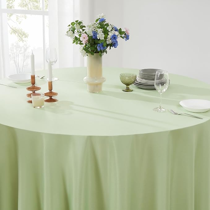 Round Tablecloth 132 Inch 6 Pack Sage Green Tablecloths Washable Decorative - Image 5