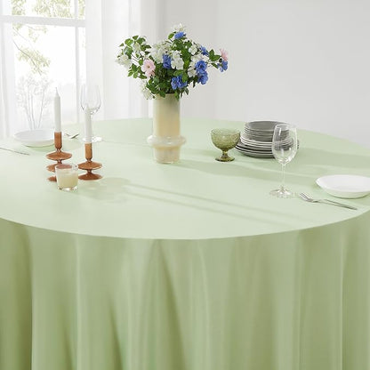 Round Tablecloth 2 Pack 108 Inch Sage Green Tablecloths Washable Decorative - Image 5