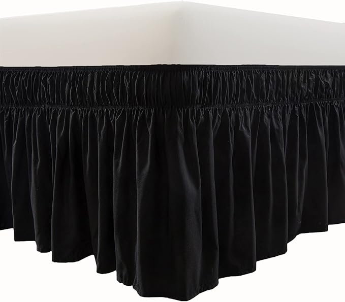 MEILA Wrap Around Bed Skirt Three Fabric Sides Elastic Dust Ruffled 18 Inch by MEILA