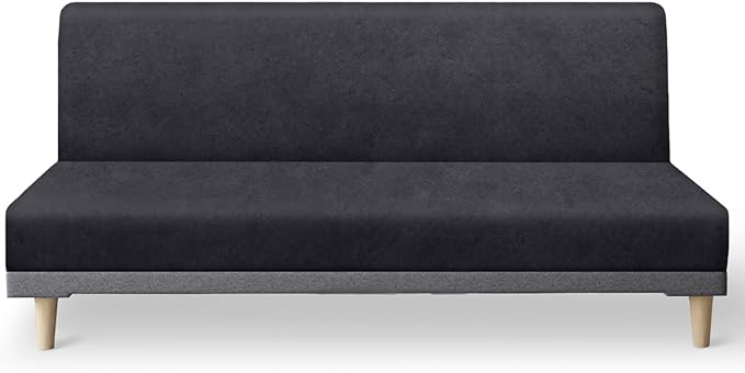 molasofa Leather Like Stretch Futon Slipcover Armless Futon Bed Sofa Cover by Molasofa