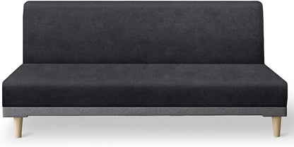 molasofa Leather Like Stretch Futon Slipcover Armless Futon Bed Sofa Cover by Molasofa