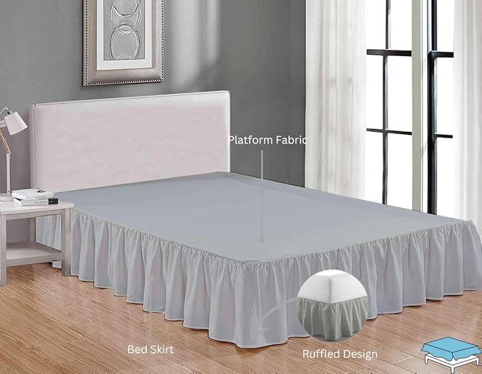 Ruffle Bed Skirt with Split Corners, Microfiber Dust Ruffled - Image 4