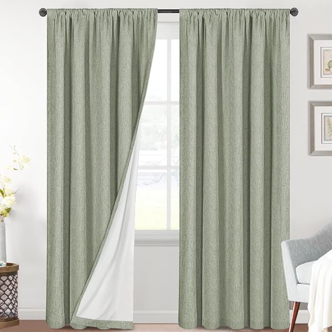 H.VERSAILTEX Linen Look 100% Blackout Curtains 95 Inches Long by HVERSAILTEX