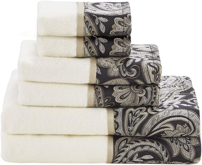 madison park aubrey cotton bath towel set jacquard, main product view