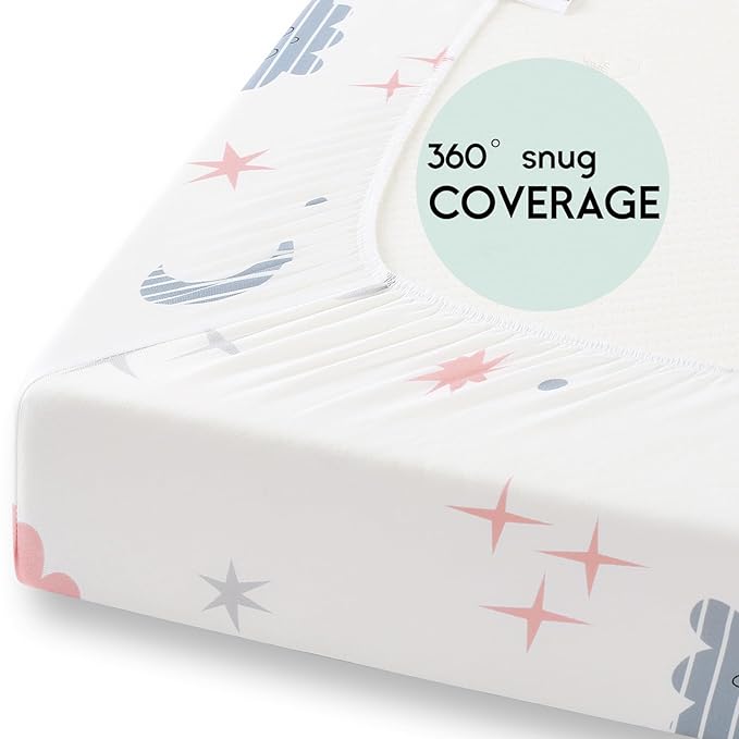 Yoofoss Pack and Play Sheets Fitted, Mini Crib Sheets 2-Pack - Image 6