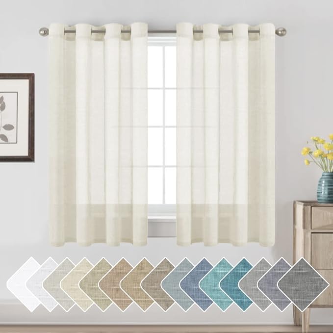 H.VERSAILTEX Linen Curtains Nickel Grommet Natural Linen Semi-Sheer Curtains 2 by HVERSAILTEX
