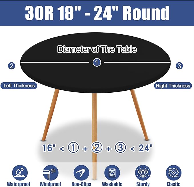 Round Spandex Tablecloth, Elastic Fitted Waterproof Tablecloths - Image 8