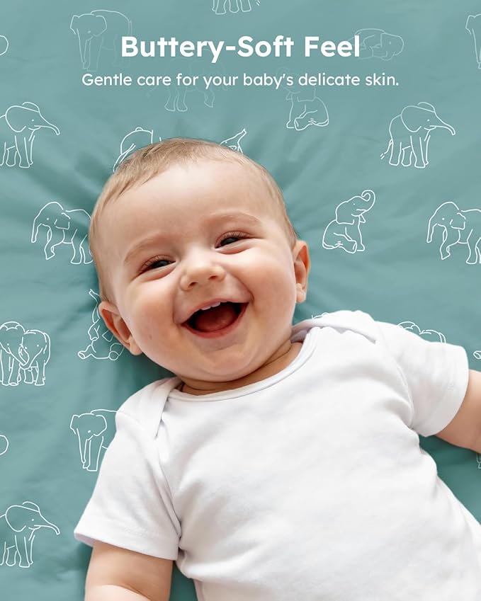 Baby Crib Sheets for Boys Girls, Breathable Soft Microfiber Baby Sheet Elephant - Image 6