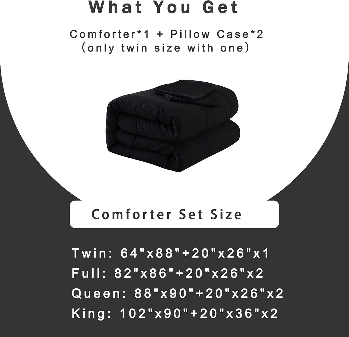 downcool king size comforter set -all season bedding, package contents
