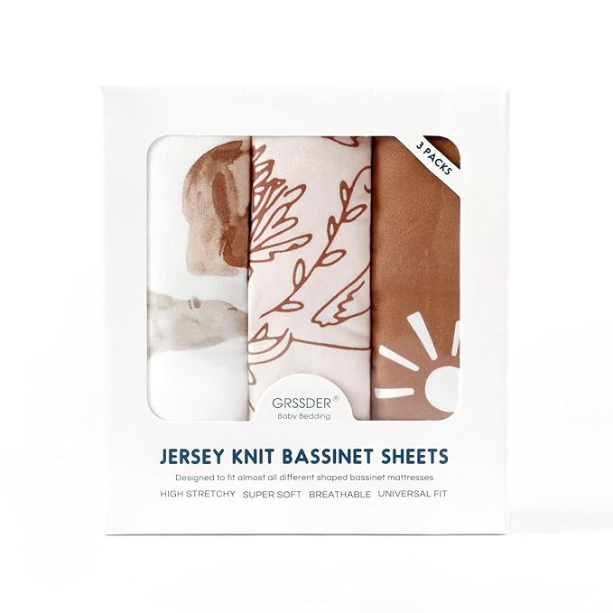 GRSSDER Stretchy Ultra Soft Bassinet Sheet 3 Pack, Universal Fit - Image 7
