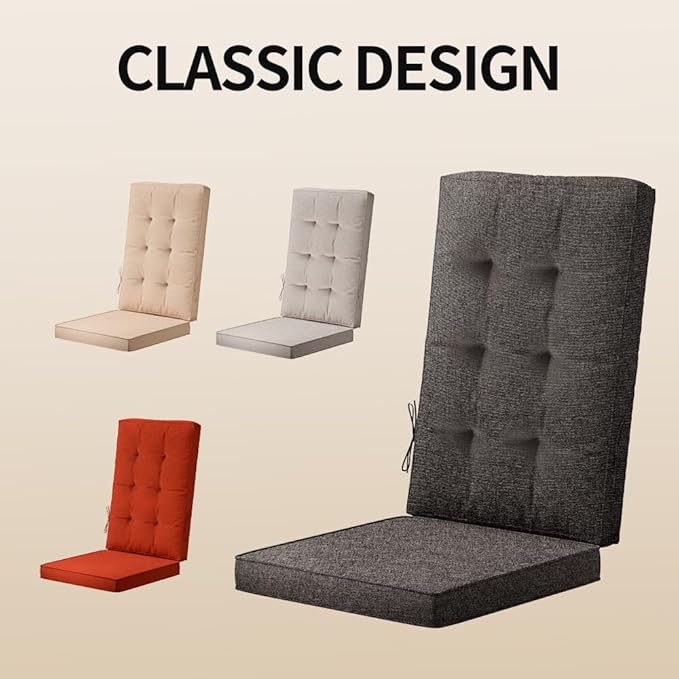 46x18 Outdoor High Back Chair Cushions | Waterproof & UV-Resistant Patio - Image 3