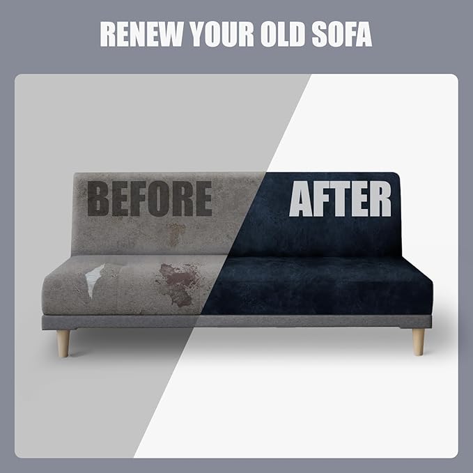 molasofa Leather Like Stretch Futon Slipcover Armless Futon Bed Sofa Cover - Image 6