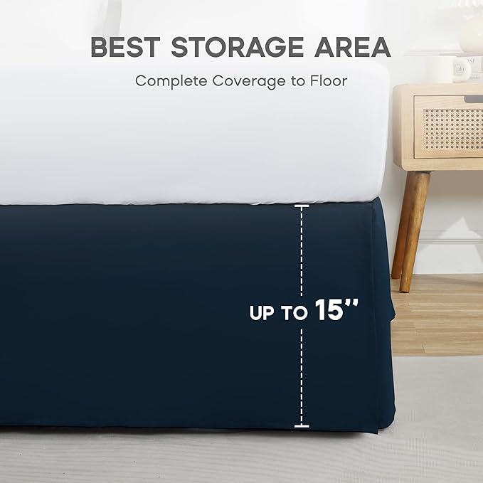 SONIVE Queen Bed Skirt, Classic Tailored Easy Fit Brushed Microfiber Skirts - Image 5