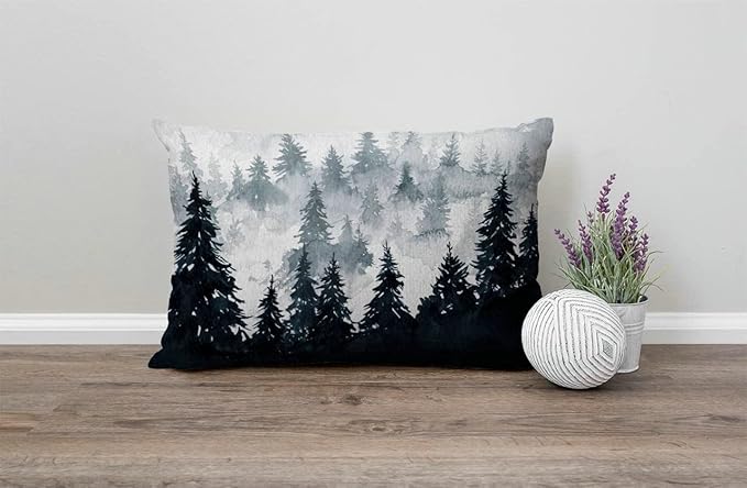 Solekla Watercolor Mountain Pillow Covers 12" x 20" Lumbar Pillow Covers Home - Image 4