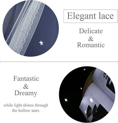 Kinryb Decorative Star Cut-Out Window Curtains Room Decoration Double Layer - Image 4
