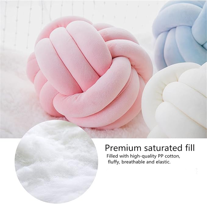 Round Throw Pillow, Soft Handmade Knot Ball Pillows, Home Decoration Pillow - Image 5