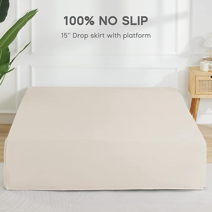 SONIVE Twin Bed Skirt, Classic Tailored Easy Fit Brushed Microfiber Skirts - Image 3