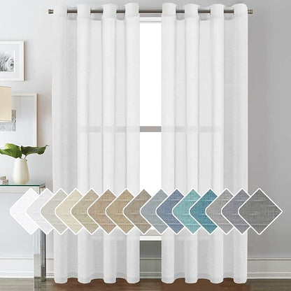 H.VERSAILTEX White Linen Sheer Curtains by HVERSAILTEX