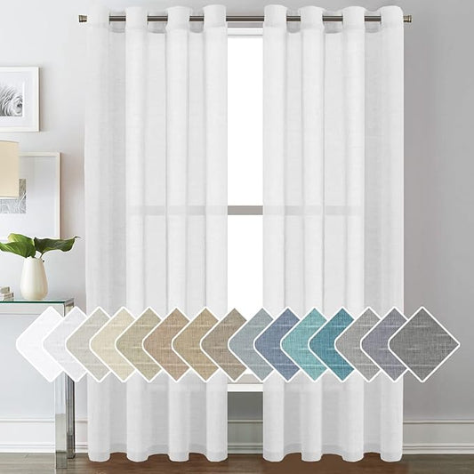 H.VERSAILTEX White Linen Sheer Curtains by HVERSAILTEX