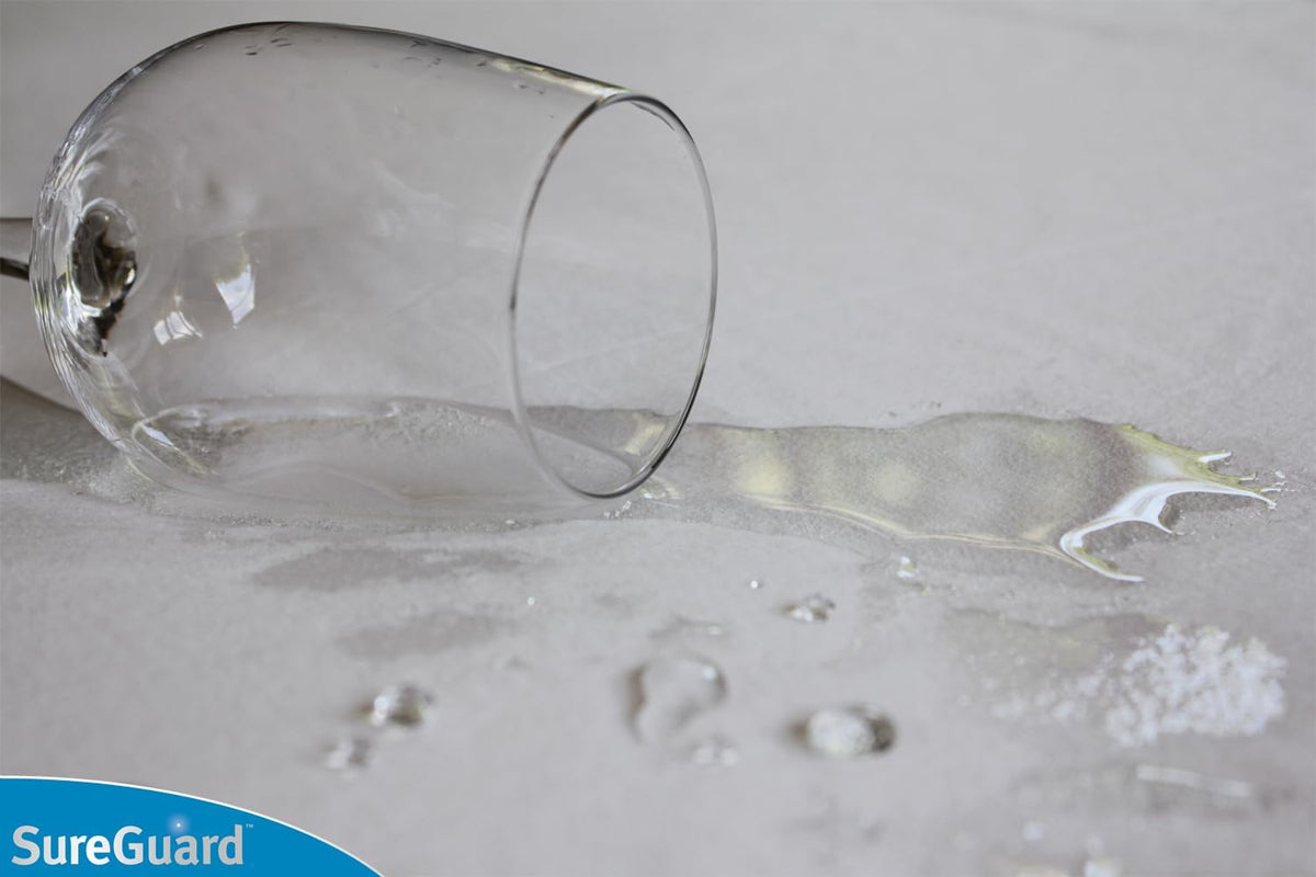 sureguard smooth waterproof mattress protector, full size mattress shown in use