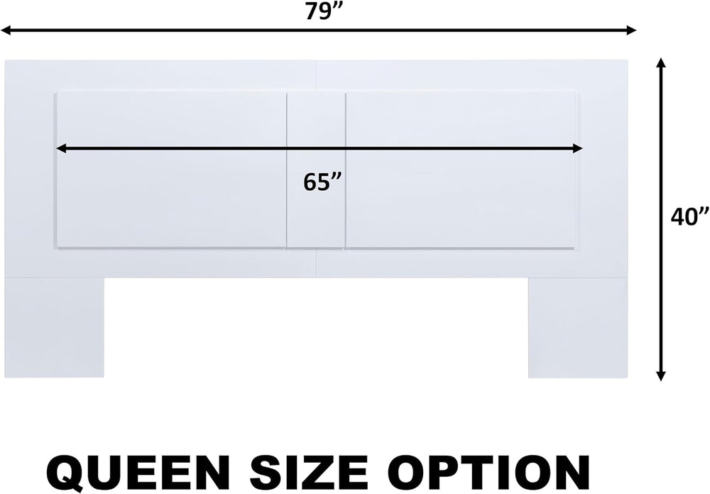 memomad Bali Chest Set: Bed + Storage Headboard, Queen Size, Matte White