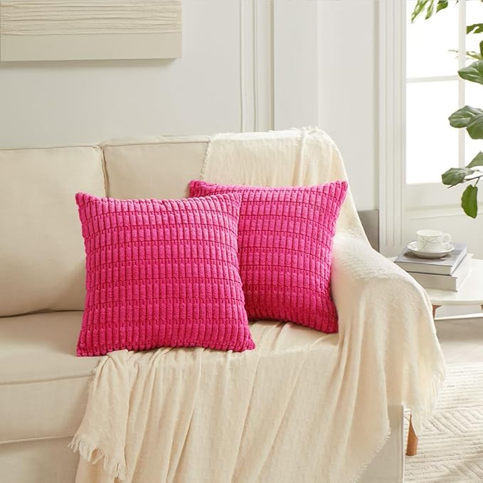 Fancy Homi 4 Packs Boho Hot Pink Decorative Throw Pillow Covers 20x20 Inch - Image 6
