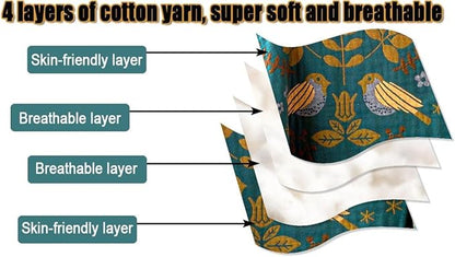 MSGKV 100% Cotton Blanket Boho Throw Blue Warm Couch Sofa Bed Double Sided Knit - Image 7